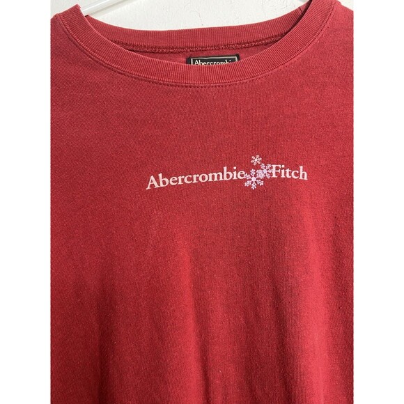 Abercrombie Fitch VTG Spellout Y2K Snowflake Shirt Mens XL Red Lng slv - Picture 4 of 10